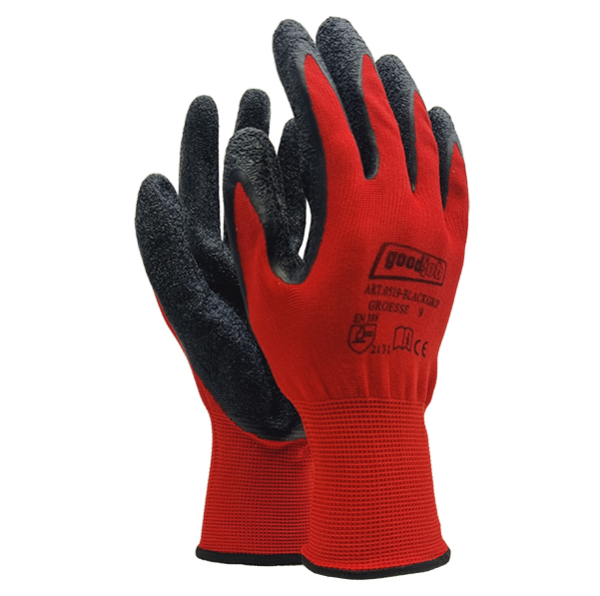 GOODJOB  Feinstrick Arbeitshandschuhe mit Latexbeschichtung BLACK GRIP